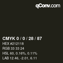 カラーコード: CMYK 0 / 0 / 28 / 87 | qconv.com