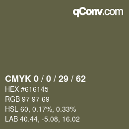 カラーコード: CMYK 0 / 0 / 29 / 62 | qconv.com