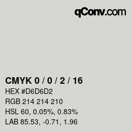 カラーコード: CMYK 0 / 0 / 2 / 16 | qconv.com