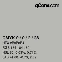 カラーコード: CMYK 0 / 0 / 2 / 28 | qconv.com
