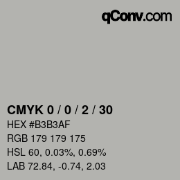 カラーコード: CMYK 0 / 0 / 2 / 30 | qconv.com