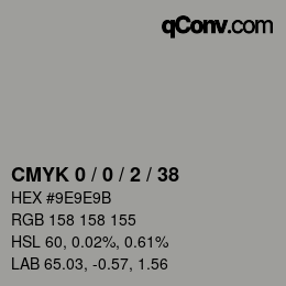 Código de color: CMYK 0 / 0 / 2 / 38 | qconv.com