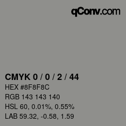 Color code: CMYK 0 / 0 / 2 / 44 | qconv.com