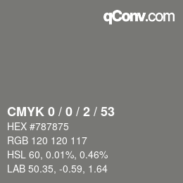 颜色代码: CMYK 0 / 0 / 2 / 53 | qconv.com