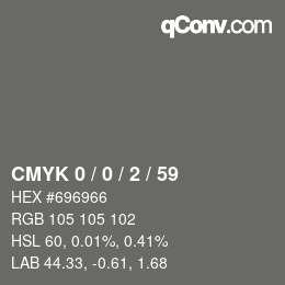 カラーコード: CMYK 0 / 0 / 2 / 59 | qconv.com