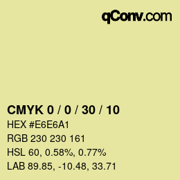 カラーコード: CMYK 0 / 0 / 30 / 10 | qconv.com