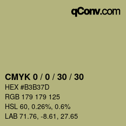 Code couleur: CMYK 0 / 0 / 30 / 30 | qconv.com