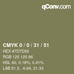 Color code: CMYK 0 / 0 / 31 / 51 | qconv.com