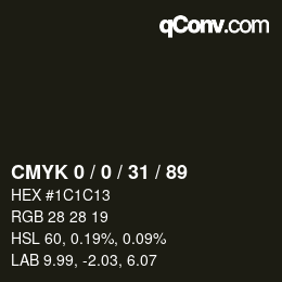 カラーコード: CMYK 0 / 0 / 31 / 89 | qconv.com