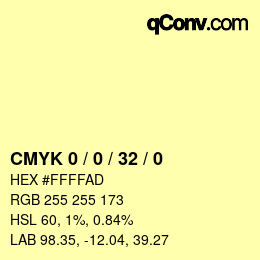 カラーコード: CMYK 0 / 0 / 32 / 0 | qconv.com