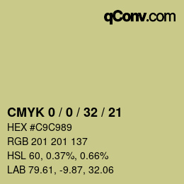 カラーコード: CMYK 0 / 0 / 32 / 21 | qconv.com