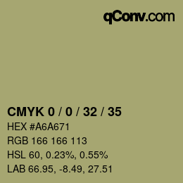 Farbcode: CMYK 0 / 0 / 32 / 35 | qconv.com
