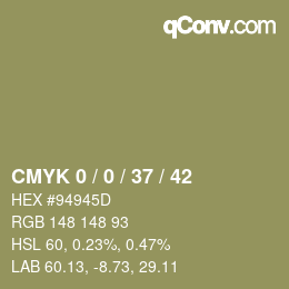 Farbcode: CMYK 0 / 0 / 37 / 42 | qconv.com