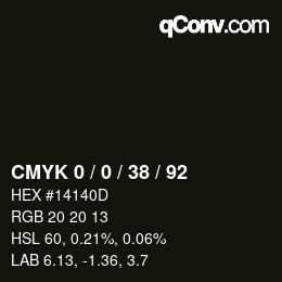 カラーコード: CMYK 0 / 0 / 38 / 92 | qconv.com