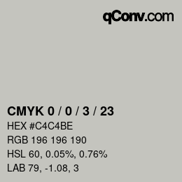 カラーコード: CMYK 0 / 0 / 3 / 23 | qconv.com