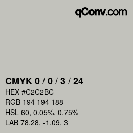 颜色代码: CMYK 0 / 0 / 3 / 24 | qconv.com