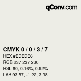 Farbcode: CMYK 0 / 0 / 3 / 7 | qconv.com