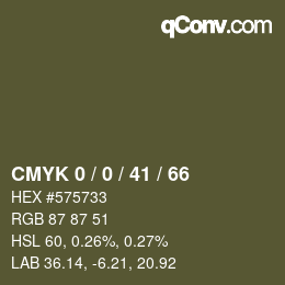 カラーコード: CMYK 0 / 0 / 41 / 66 | qconv.com