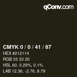 カラーコード: CMYK 0 / 0 / 41 / 87 | qconv.com