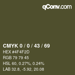 カラーコード: CMYK 0 / 0 / 43 / 69 | qconv.com