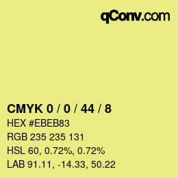 カラーコード: CMYK 0 / 0 / 44 / 8 | qconv.com