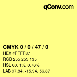 カラーコード: CMYK 0 / 0 / 47 / 0 | qconv.com