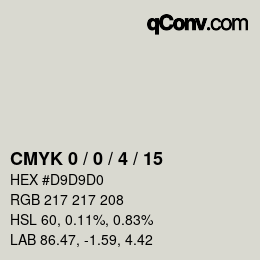 カラーコード: CMYK 0 / 0 / 4 / 15 | qconv.com