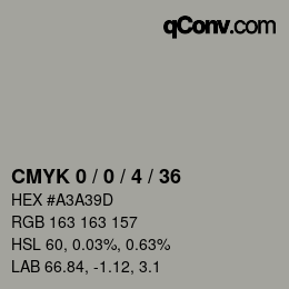 カラーコード: CMYK 0 / 0 / 4 / 36 | qconv.com