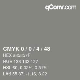 カラーコード: CMYK 0 / 0 / 4 / 48 | qconv.com