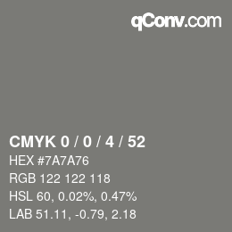 颜色代码: CMYK 0 / 0 / 4 / 52 | qconv.com
