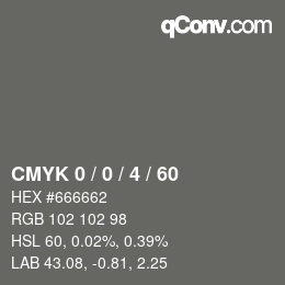 カラーコード: CMYK 0 / 0 / 4 / 60 | qconv.com