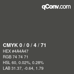 颜色代码: CMYK 0 / 0 / 4 / 71 | qconv.com