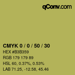 Code couleur: CMYK 0 / 0 / 50 / 30 | qconv.com