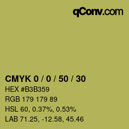 Code couleur: CMYK 0 / 0 / 50 / 30 | qconv.com