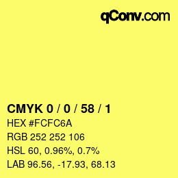 カラーコード: CMYK 0 / 0 / 58 / 1 | qconv.com