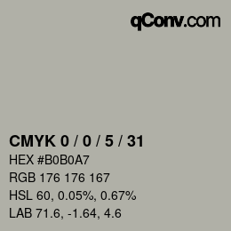 カラーコード: CMYK 0 / 0 / 5 / 31 | qconv.com