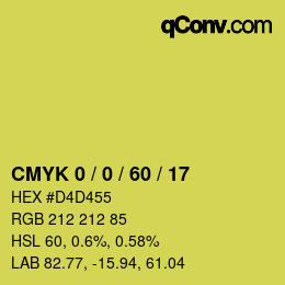 カラーコード: CMYK 0 / 0 / 60 / 17 | qconv.com