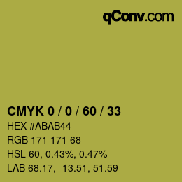 カラーコード: CMYK 0 / 0 / 60 / 33 | qconv.com