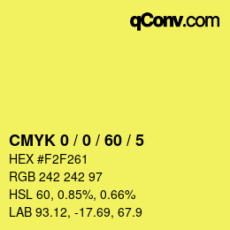 カラーコード: CMYK 0 / 0 / 60 / 5 | qconv.com