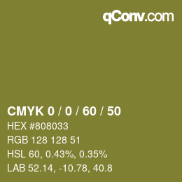 Code couleur: CMYK 0 / 0 / 60 / 50 | qconv.com