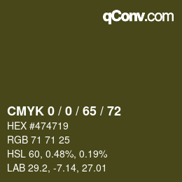 カラーコード: CMYK 0 / 0 / 65 / 72 | qconv.com