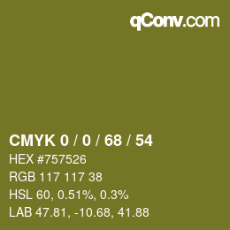 カラーコード: CMYK 0 / 0 / 68 / 54 | qconv.com
