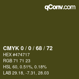 Color code: CMYK 0 / 0 / 68 / 72 | qconv.com