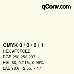 颜色代码: CMYK 0 / 0 / 6 / 1 | qconv.com