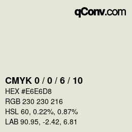 カラーコード: CMYK 0 / 0 / 6 / 10 | qconv.com