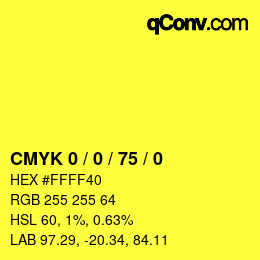 颜色代码: CMYK 0 / 0 / 75 / 0 | qconv.com