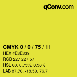 カラーコード: CMYK 0 / 0 / 75 / 11 | qconv.com