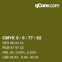 カラーコード: CMYK 0 / 0 / 77 / 62 | qconv.com