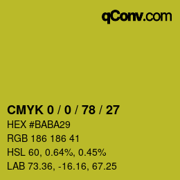 カラーコード: CMYK 0 / 0 / 78 / 27 | qconv.com