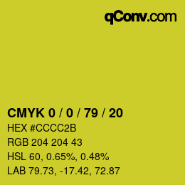 カラーコード: CMYK 0 / 0 / 79 / 20 | qconv.com